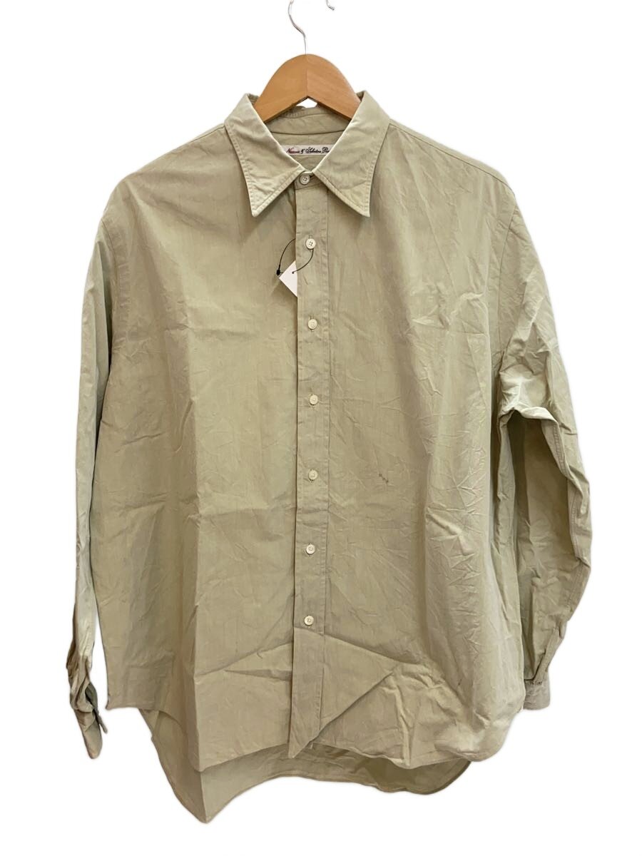 【中古】NICENESS◆23SS/ENZO N.N.Pレギュラーカラードレスシャツ/長袖プルオーバー/L/綿織物/カーキ【メンズウェア】
