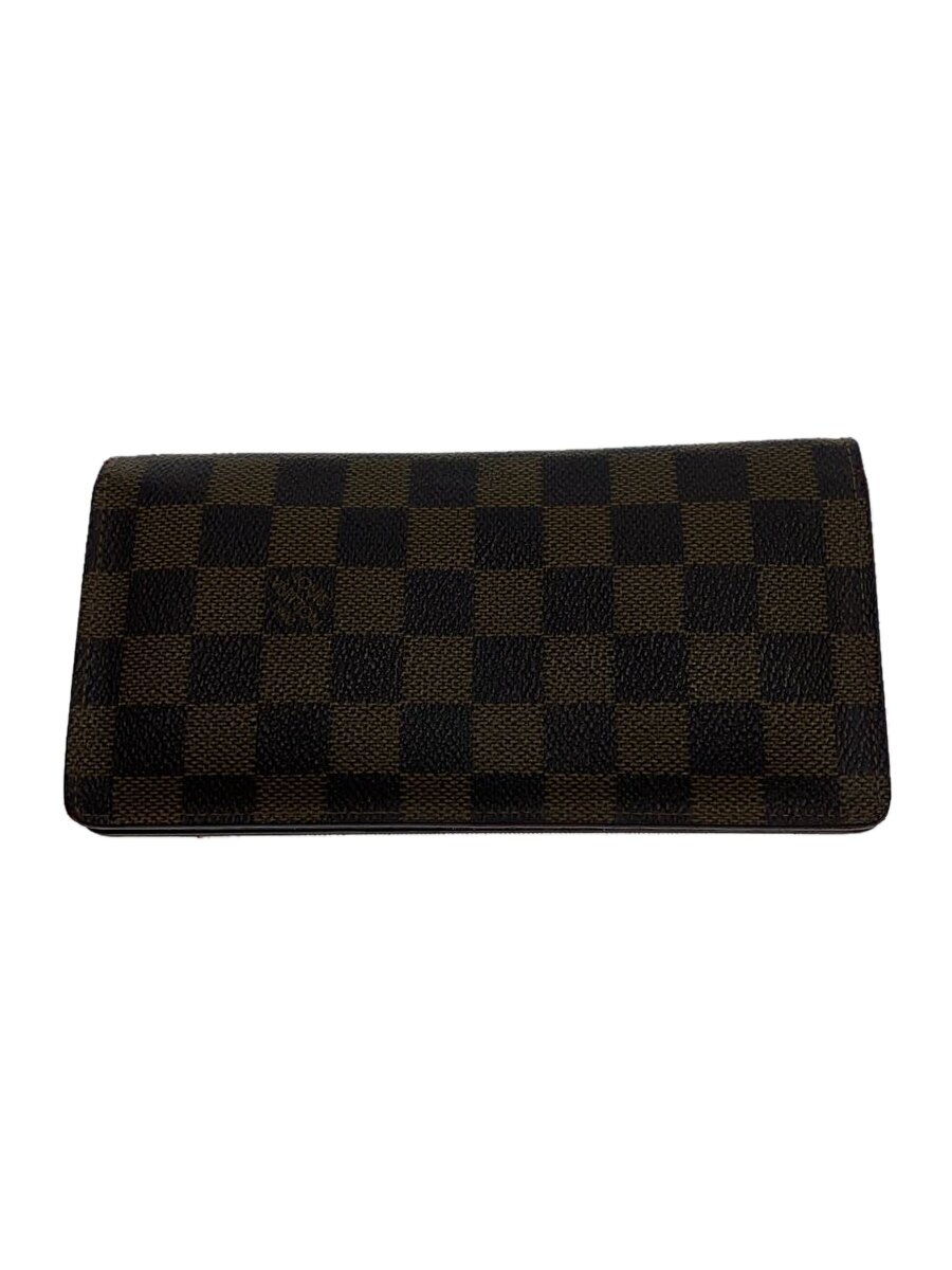 【中古】LOUIS VUITTON◆ポルト・フォイユ・ブラザ_ダミエ・エベヌ_BRW/PVC/BRW/メンズ【服飾雑貨他】