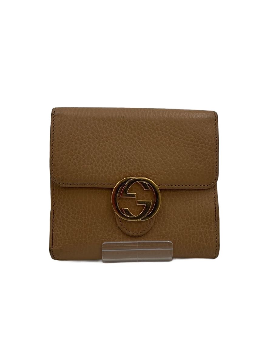 【中古】GUCCI◆2つ折り金入れ_インターロッキングG/--/BEG/レディース【服飾雑貨他】