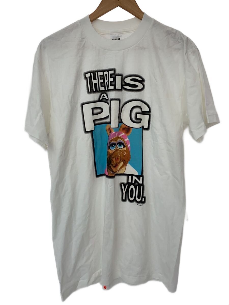 【中古】ANVIL◆90s/USA製/MISS PIGGY/袖シングル/プルオーバー/L/綿織物/WHT/無地/【メンズウェア】