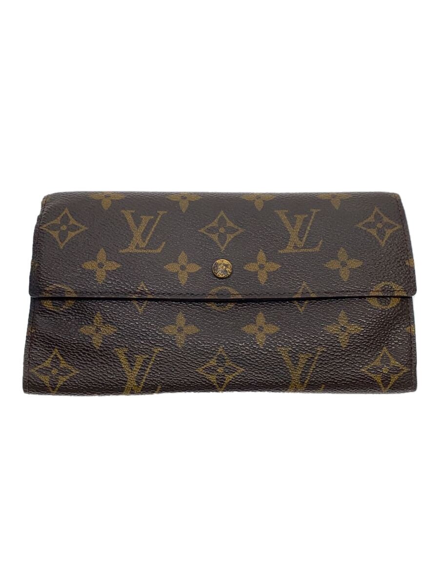 【中古】LOUIS VUITTON◆ポルト・トレゾール・インターナショナル_モノグラム・キャンバス_BRW/PVC/BRW/総柄/レディース【服飾雑貨他】