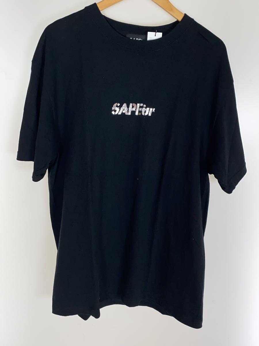 【中古】A Elegantes SAPEur◆プルオーバー/--/綿織物/BLK/刷り上げる【メンズウェア】