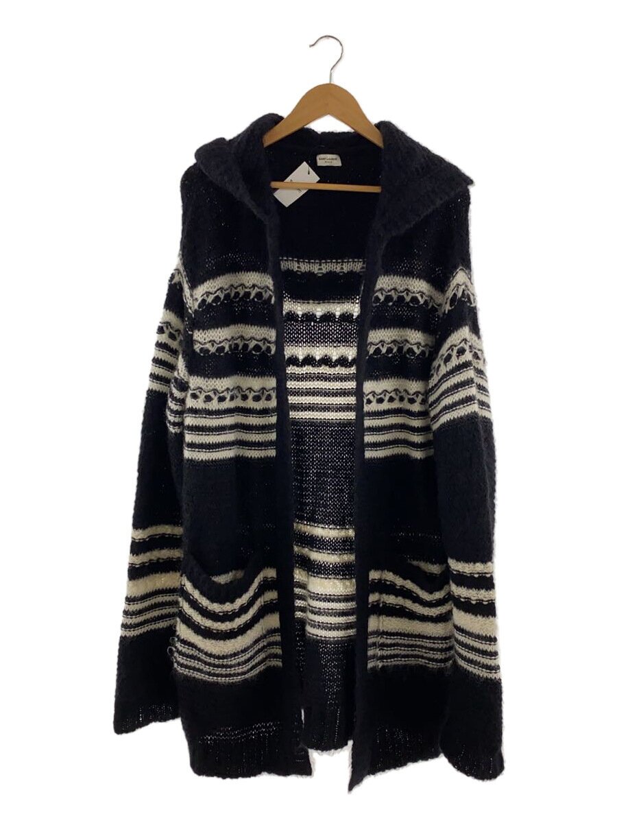 【中古】SAINT LAURENT◆フーデットカーディガン/L/モヘヤ/絹地混/黒いこと//間借り人//【メンズウェア】