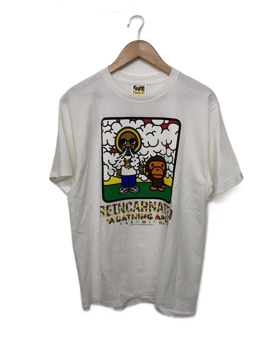 【中古】A BATHING APE◆×SNOOP DOGG/プルオーバー/L/綿織物/白いこと/アベイシングエイプ【メンズウェア】