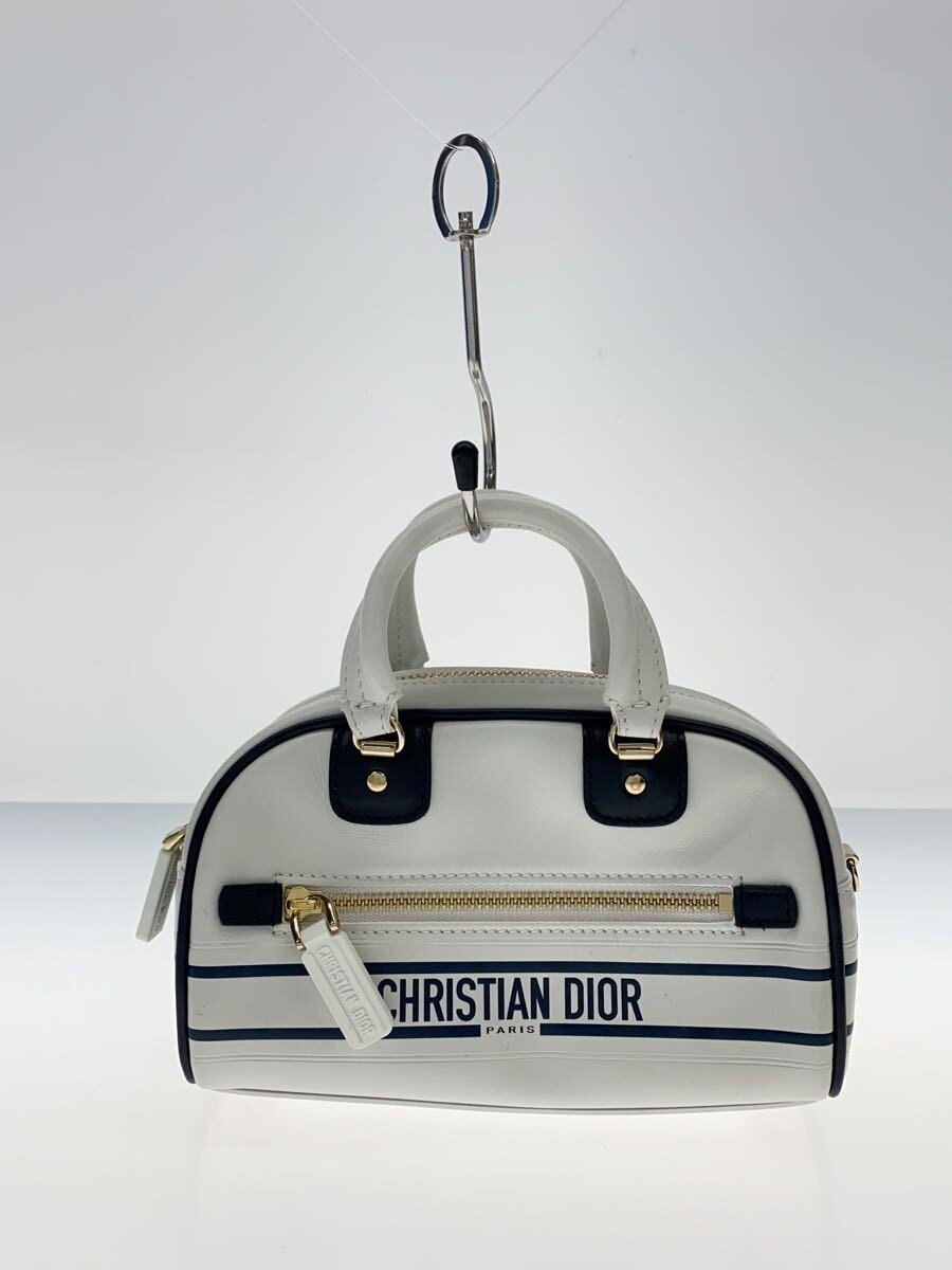 【中古】Christian Dior◆VIBE/ボウラーバッグミニ/2581862/ハンドバック/なめし革/WHT【御徒面子】