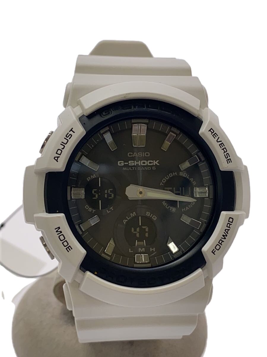 【中古】CASIO◆ソーラーウオッチ・G-SHOCK/デジアナ/天然ゴム/BLK/WHT/SS【服飾雑貨他】