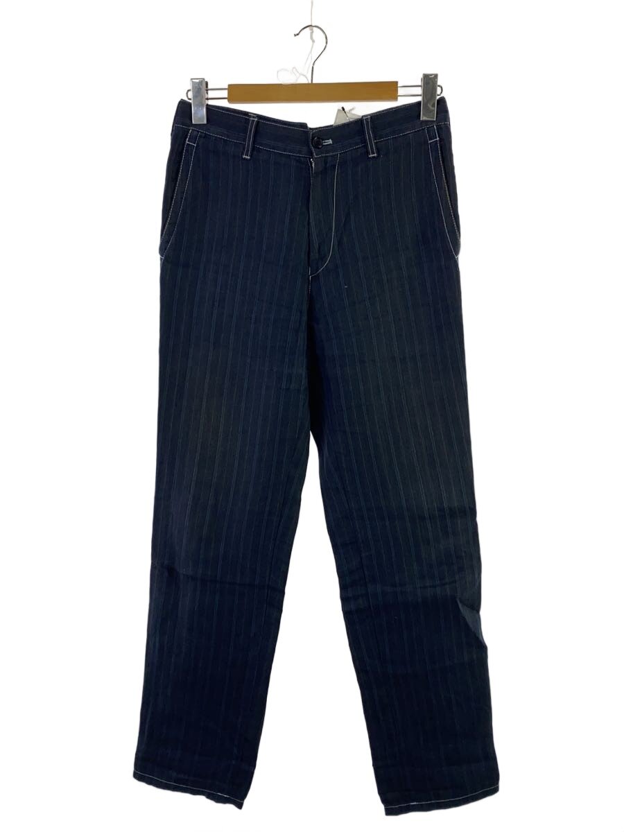 【中古】COMME des GARCONS HOMME◆下つ方/S/リネン/NVY/縞模様/HQ-P052【メンズウェア】
