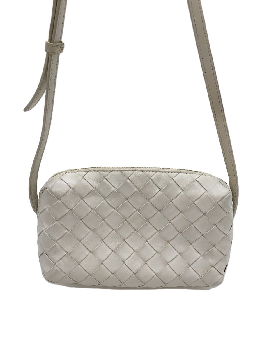 【中古】BOTTEGA VENETA◆ショルダーバッグ/なめし革/WHT/無地【御徒面子】