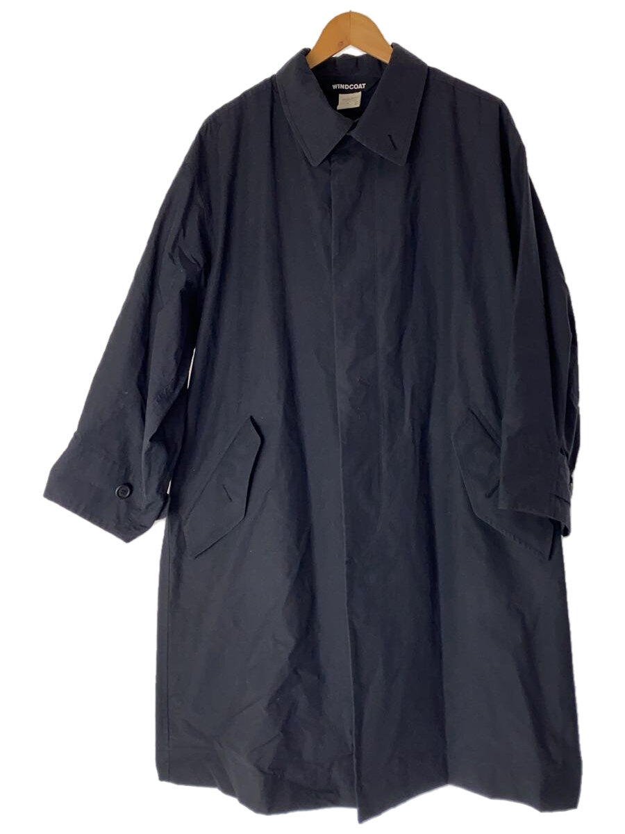 【中古】WINDCOAT/ステンカラー厚地の外套/M/綿織物/黒いこと/毛糸ラインドライブ付/汚れた状態有/PL14-FA711//【メンズウェア】