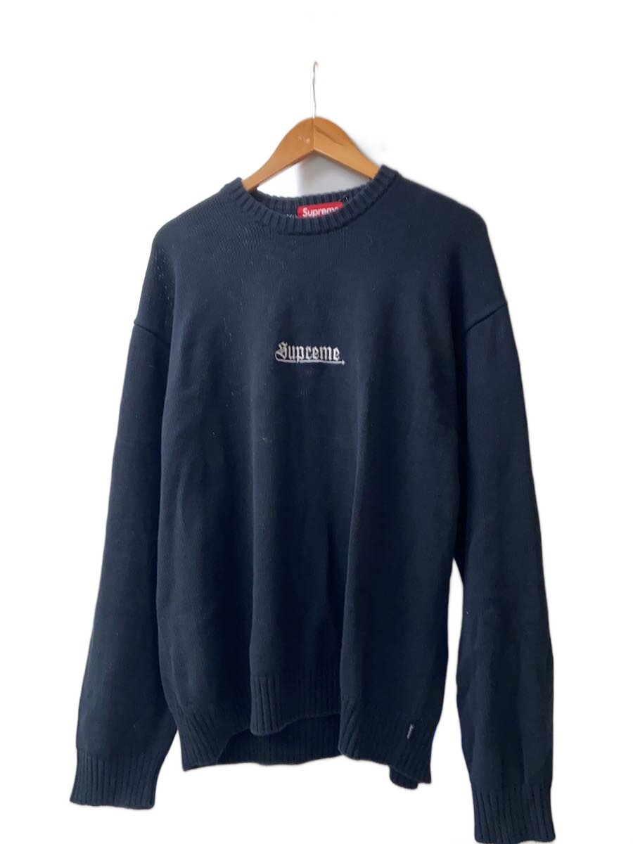 【中古】Supreme◆Old English Sweater/編み物・ティーシャツ(朦朦たる)/L/綿織物/BLK【メンズウェア】