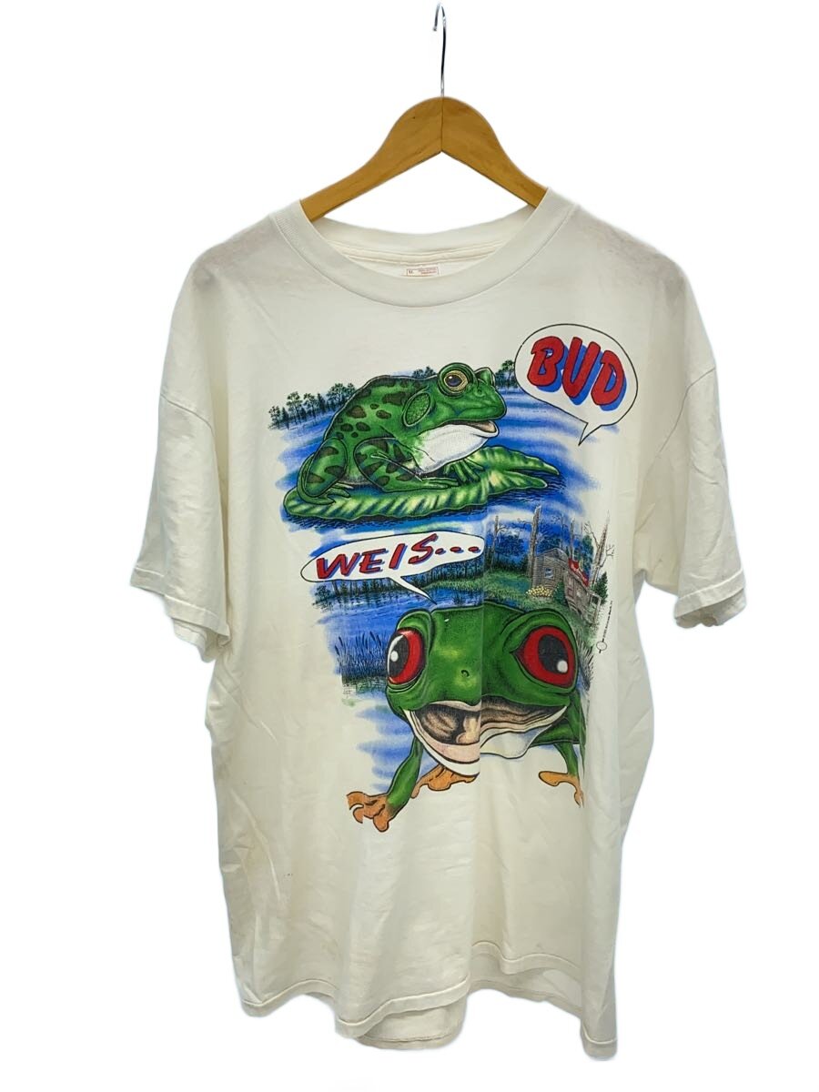 【中古】DELTA◆プルオーバー/XL/綿織物/WHT/刷り上げる/USA製/蛙/90s/Budweiser【メンズウェア】