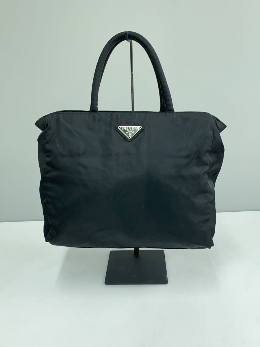 【中古】PRADA◆トートバッグ/ナイロン/BLK/無地//【御徒面子】
