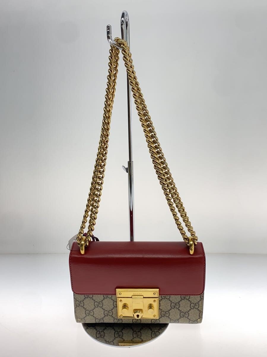 【中古】GUCCI◆スモール・チェーン店・ショルダーバッグ_パドロック_GGスプリーム/帆布/BEG【御徒面子】