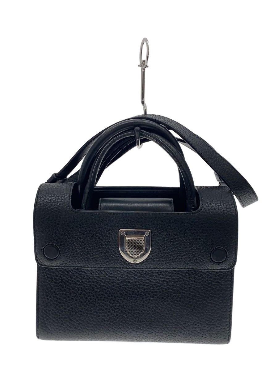 【中古】Christian Dior◆ハンドバック/なめし革/BLK/無地【御徒面子】