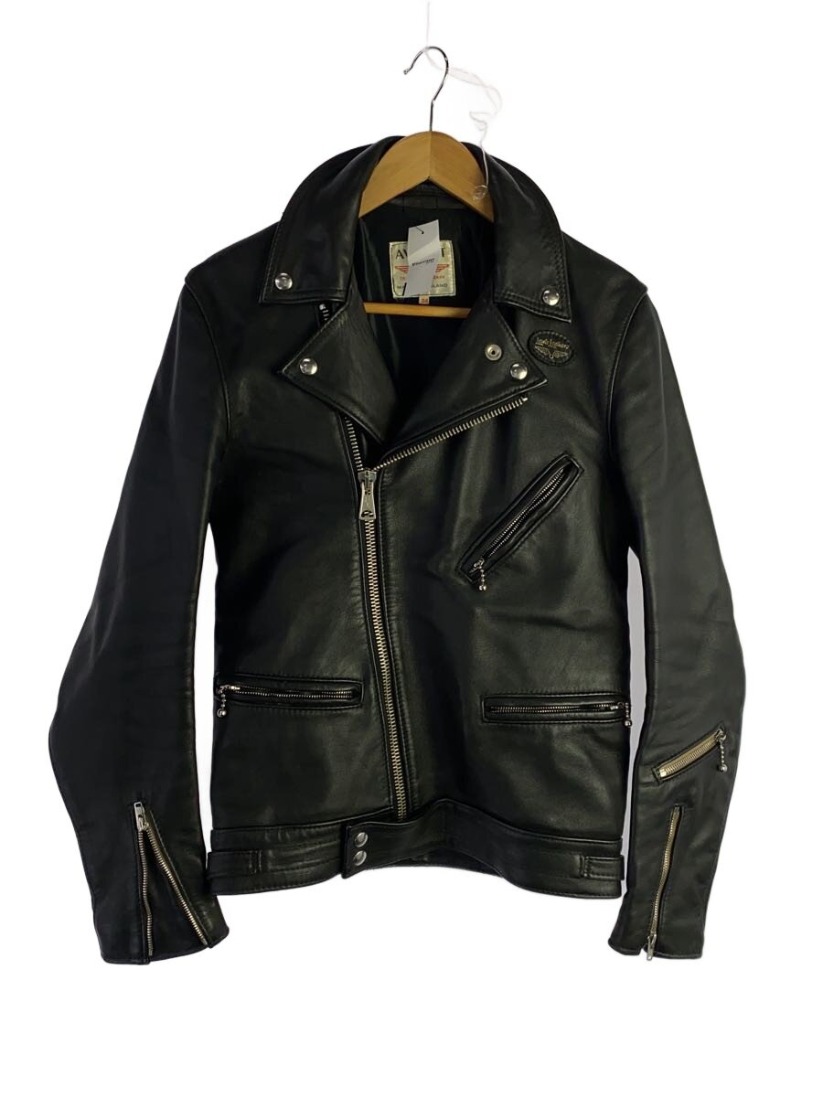 【中古】Lewis Leathers◆ダブルライダースジャケット/34/牛皮/BLK/無地/CYCLONE【メンズウェア】