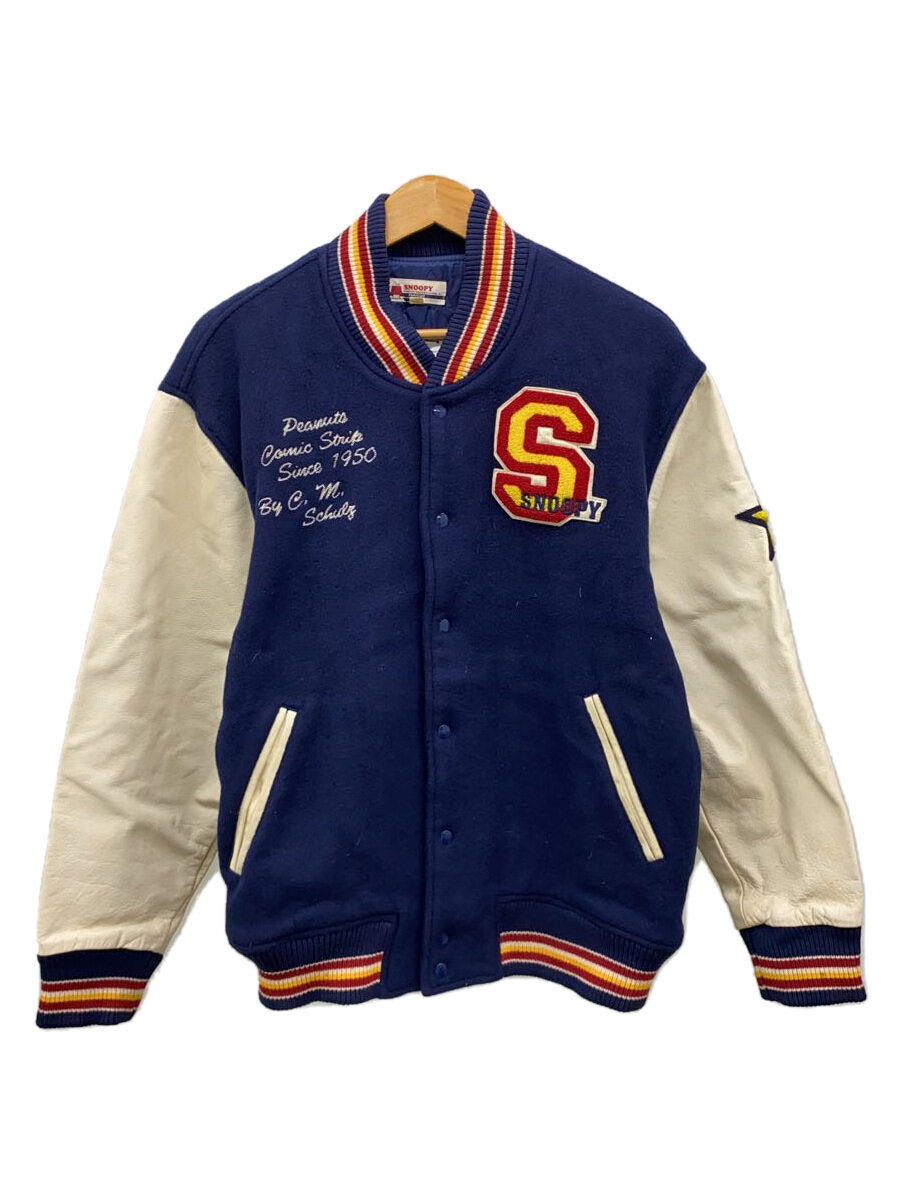 【中古】PEANUTS◆スヌーピー/袖レザー/ワッペン/スタジャン/5/ウール/NVY/汚れ有//【メンズウェア】|2nd STREET 店