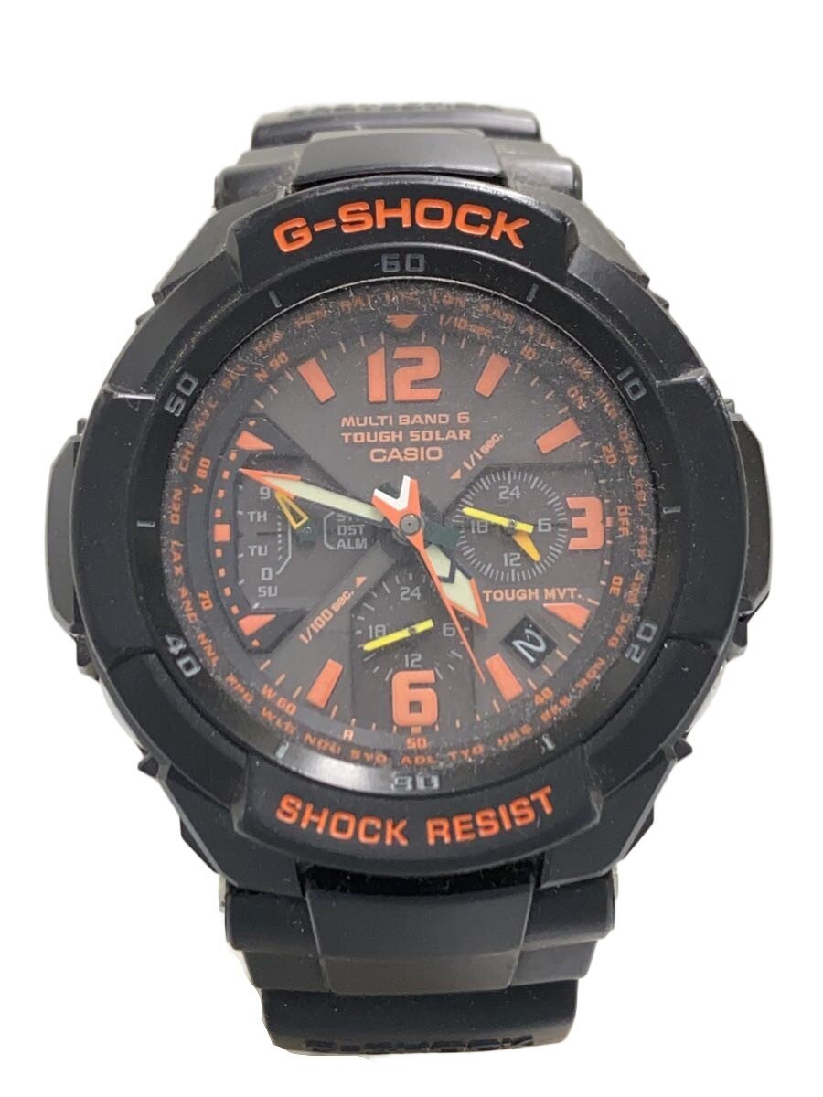【中古】CASIO◆ソーラーウオッチ・G-SHOCK/アナログ/BLK/BLK【服飾雑貨他】