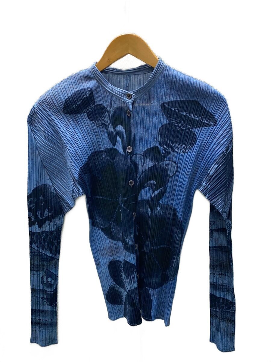 【中古】PLEATS PLEASE ISSEY MIYAKE◆長袖シャツ/4/ポリエステル/NVY/総柄/PP84-JD295//【レディースウェア】|2nd STREET 店