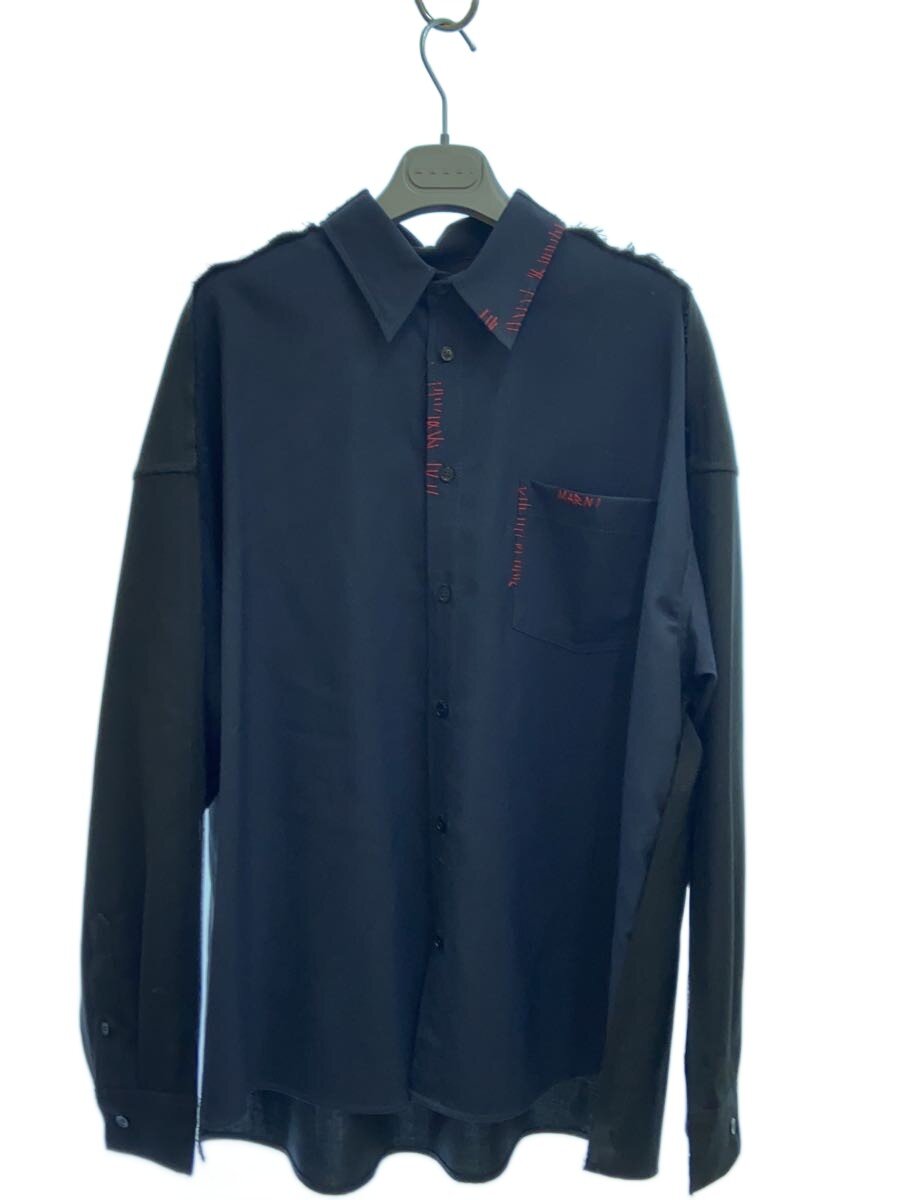 【中古】MARNI◆TROPICAL WOOL SHIRT/長袖シャツ/46/ウール/NVY/CUMU0278QS【メンズウェア】｜2ｎｄ STREET 店