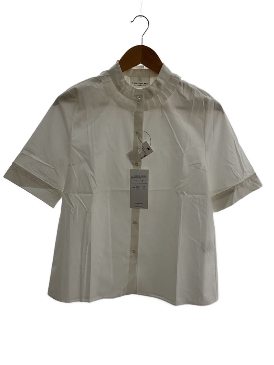 【中古】TOMORROWLAND◆コンパクトブロードハーフスリーブタックブラウス/半袖トップ/36/WHT/13-01-52-01004【レディース御召しもの】