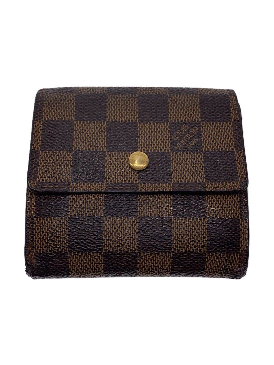 【中古】LOUIS VUITTON◆ポルト・モネ・ビエ・カルト・クレディ_ダミエ・エベヌ_BRW/PVC/BRW/レディース【服飾雑貨他】