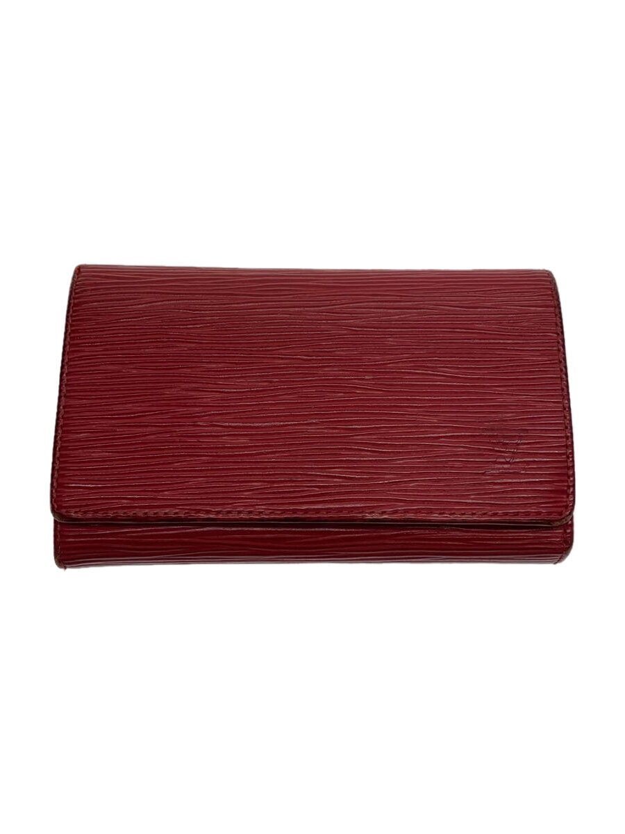 【中古】LOUIS VUITTON◆ポルト・モネ・ビエ・トレゾール_エピ_RED/--/RED/無地/レディース【服飾雑貨他】