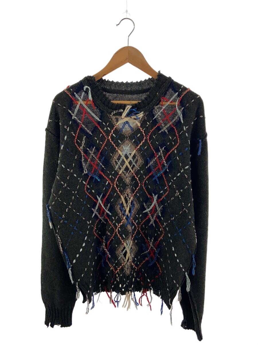 【中古】Maison Margiela◆23AW/カットアウトセーター/編み物・プルオーバー(朦々たる)/M/羊毛/KHK/総柄/S67HL0001//【メンズウェア】