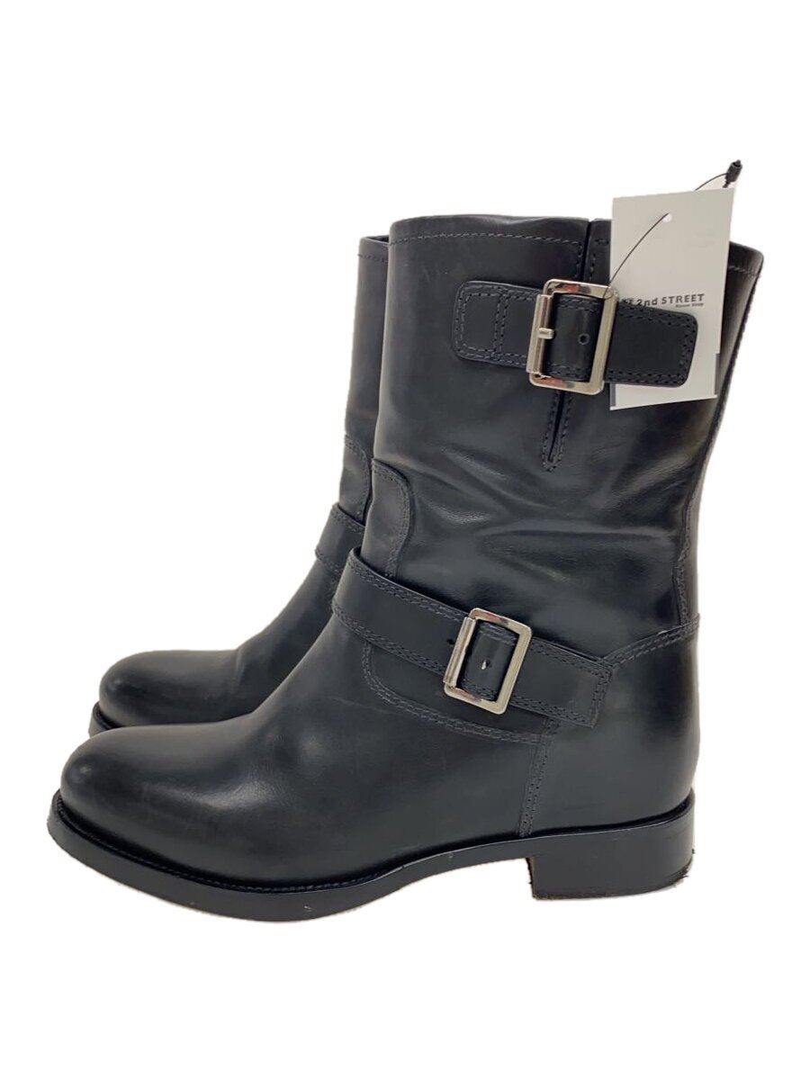 【中古】PRADA◆応用科学者ブーツ/37.5/BLK/なめし革【シューズ】