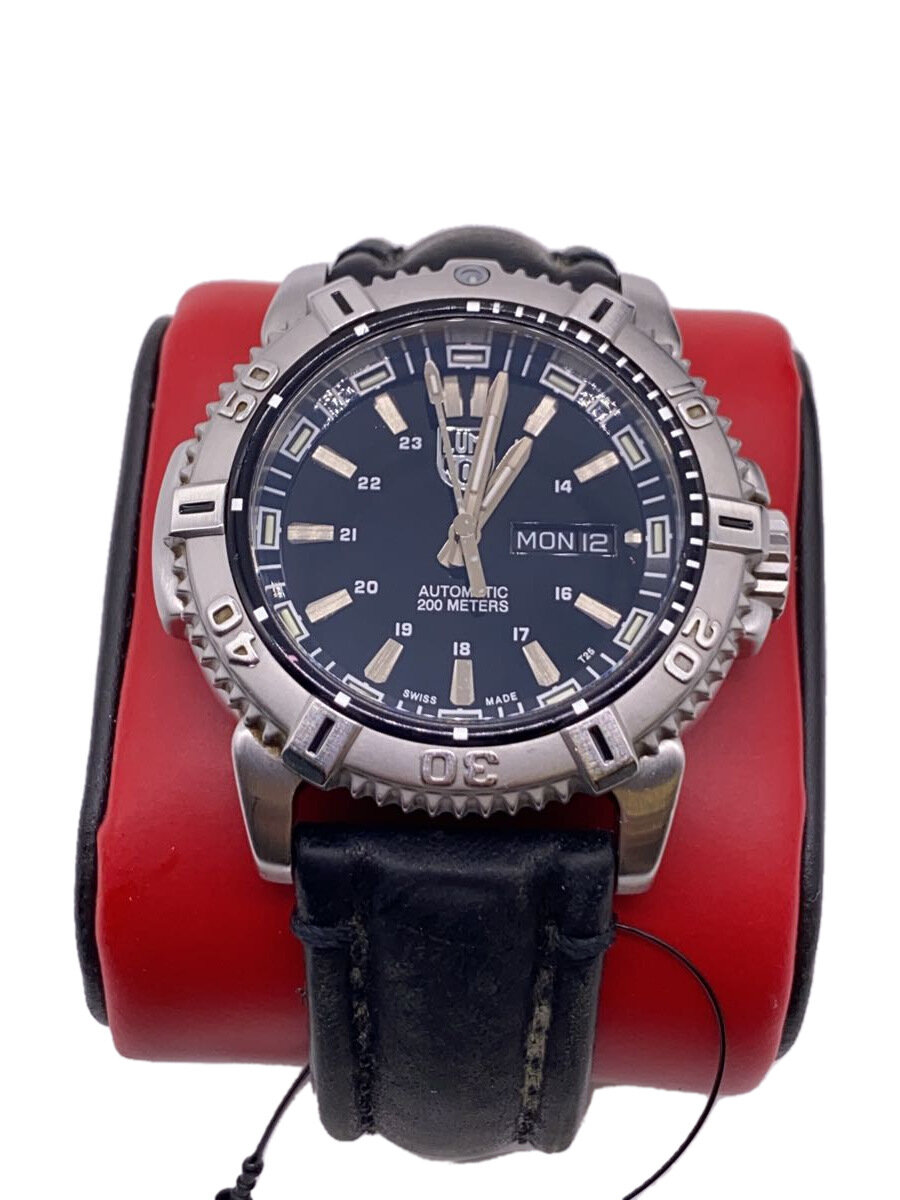 【中古】LUMINOX◆自動小銃巻ウォッチ/アナログ/なめし革/BLK/BLK/SS/6500【服飾雑貨他】
