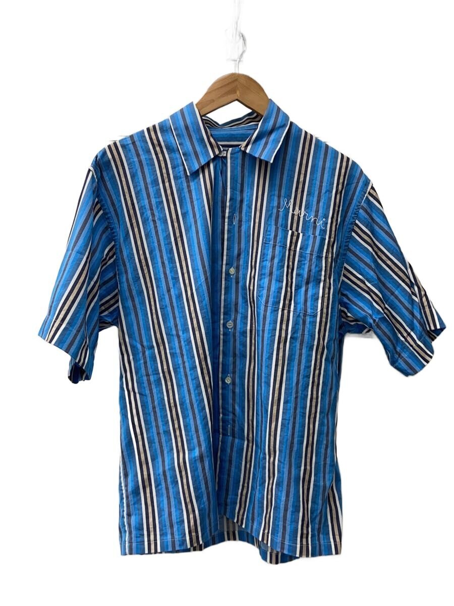 【中古】MARNI◆半袖プルオーバー/46/綿織物/BLU/縞模様/CUMU0054A0//【メンズウェア】