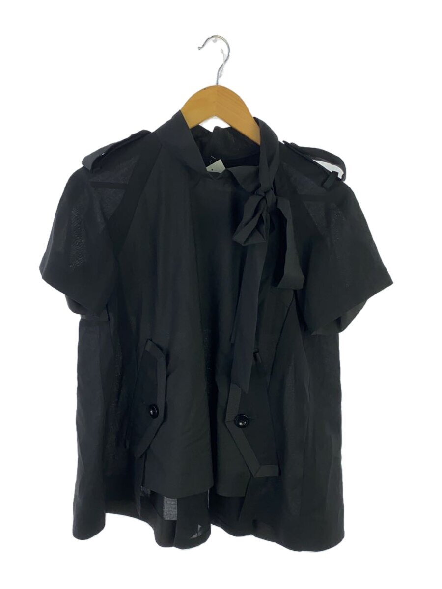 【中古】sacai◆21SS/スーチングプルオーバーブラウス長袖トップ/1/ポリエステル/黒いこと/21-05390【レディースお召しもの】