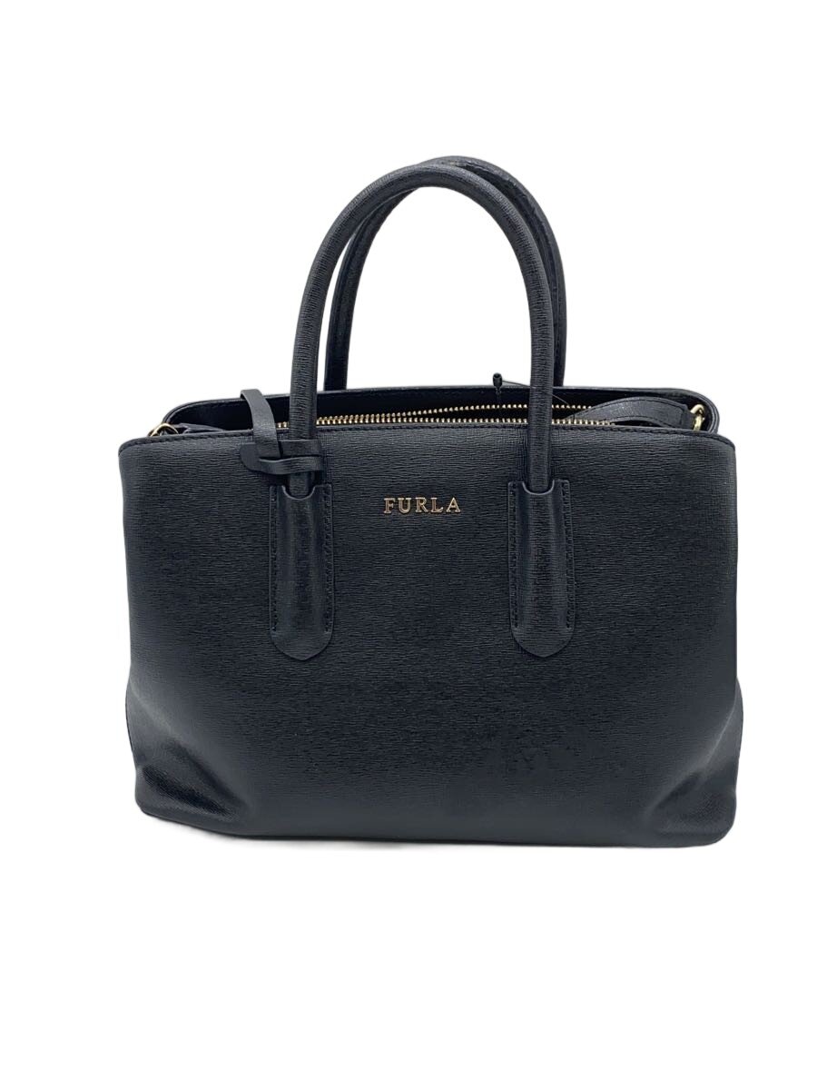 【中古】FURLA◆トートバッグ/なめし革/BLK/BOD7TES/スレ有【御徒面子】