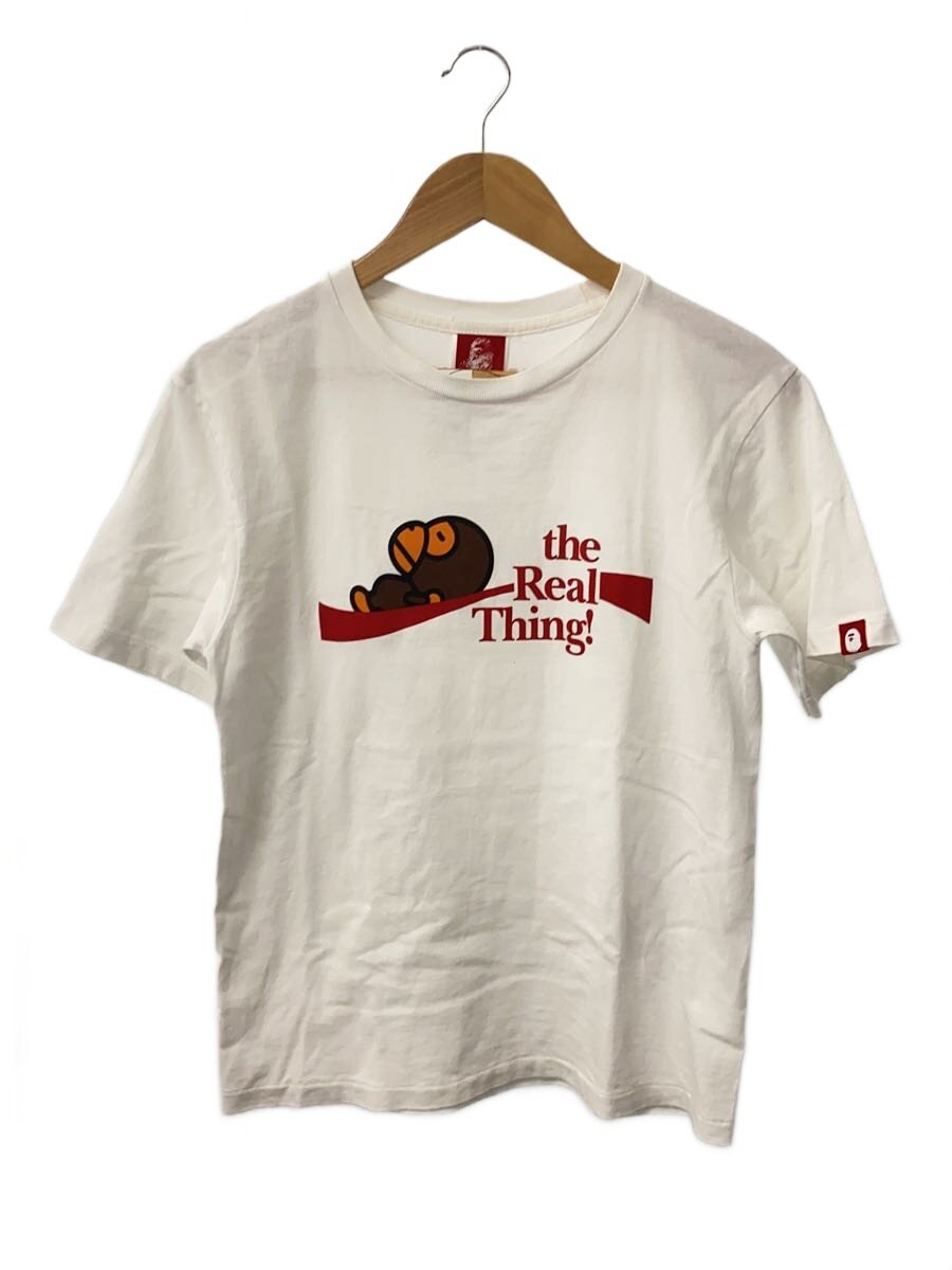 【中古】A BATHING APE◆ティーシャツ/S/綿織物/WHT/刷り上げる【レディース御召しもの】