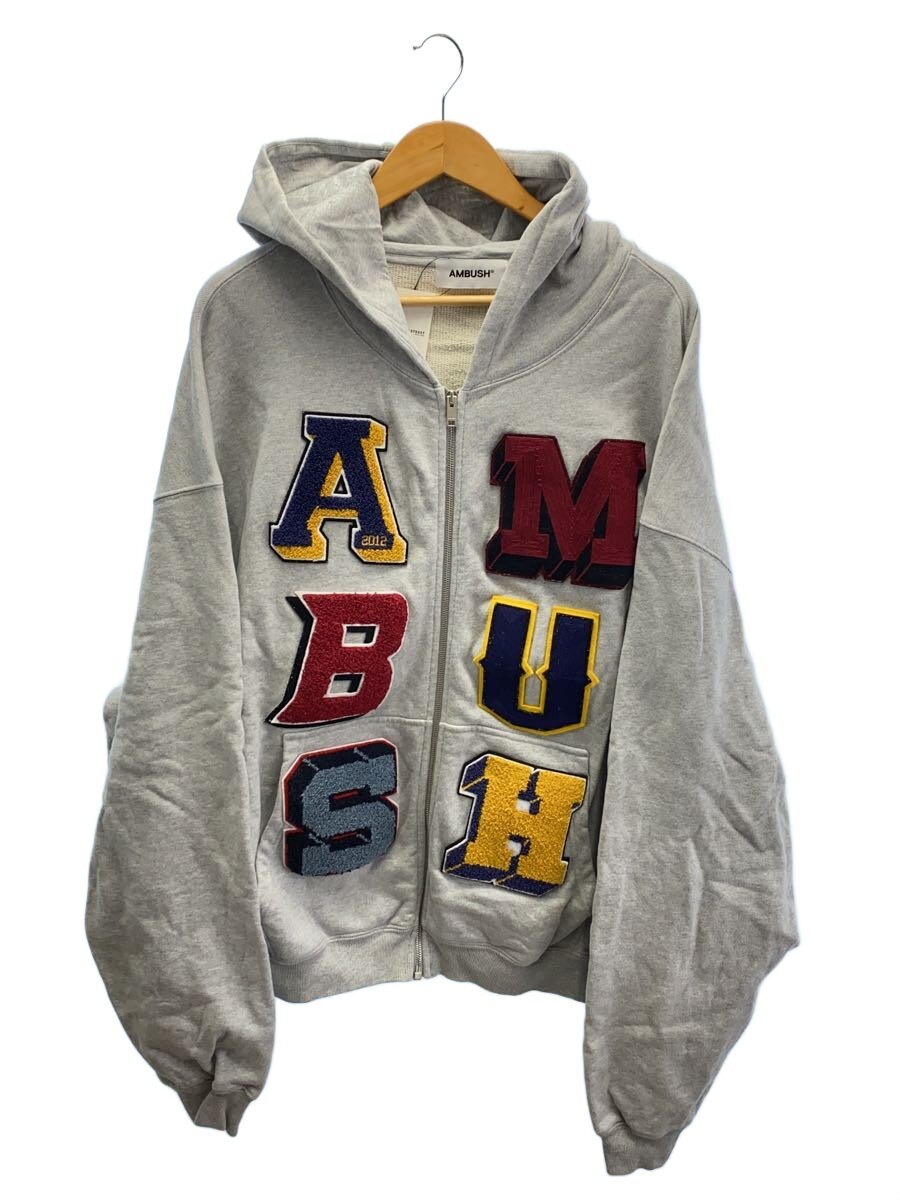 【中古】AMBUSH◆ジップパーカー/L/綿織物/GRY【メンズウェア】