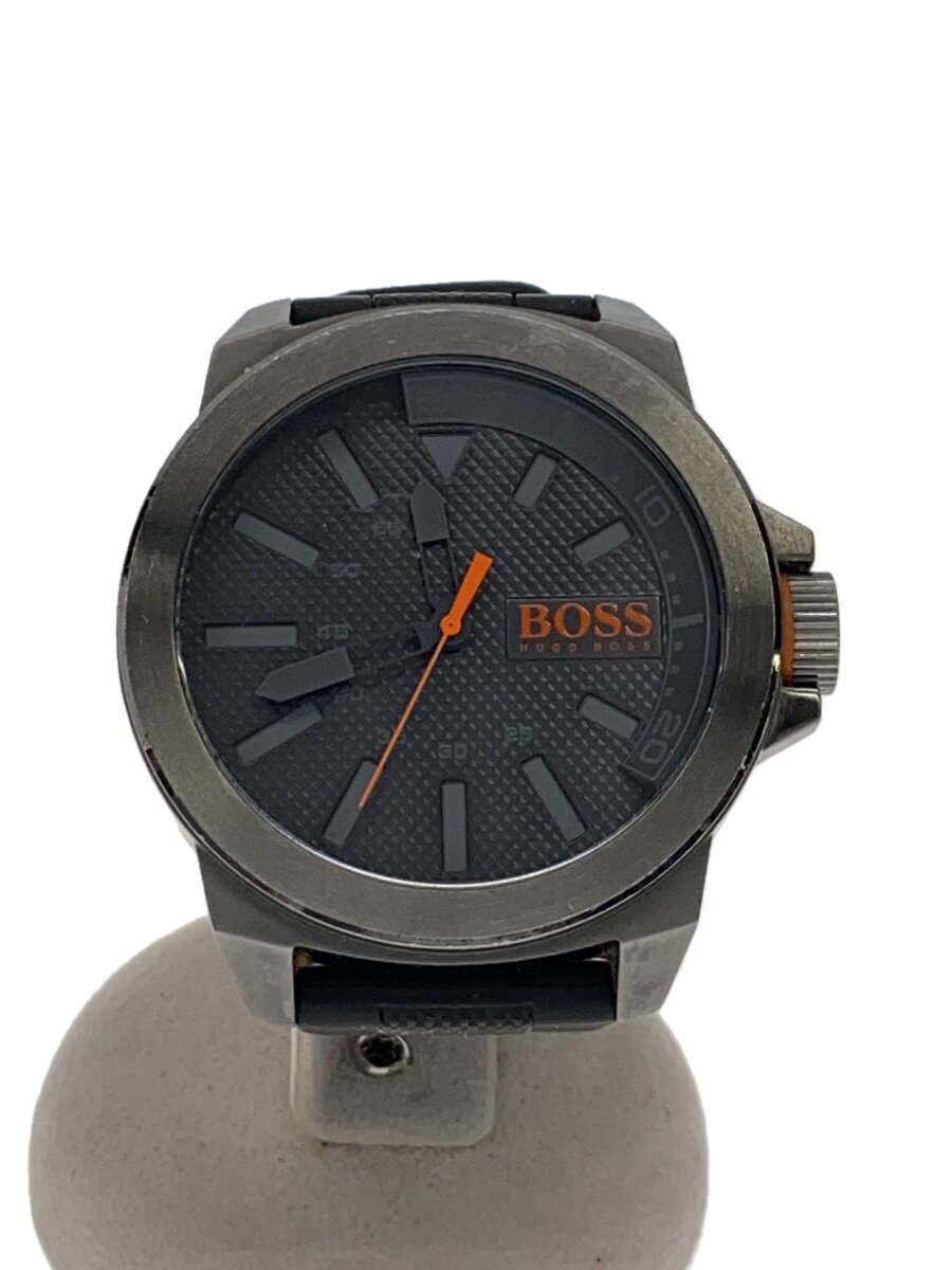 【中古】HUGO BOSS◆石英ウオッチ/アナログ/天然ゴム/BLK/BLK/ヘモグロビン.221.1.34.2626【服飾雑貨他】