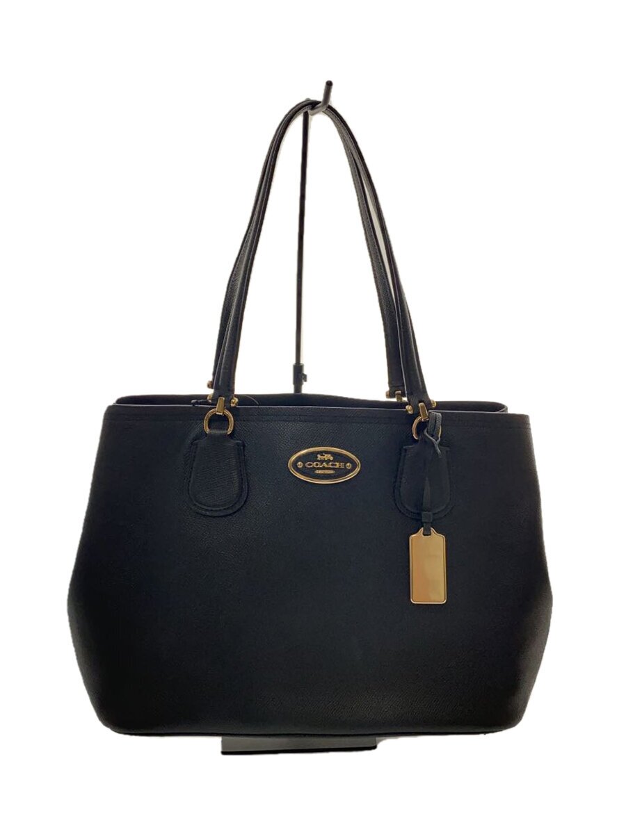 【中古】COACH◆ハンドバック/なめし革/BLK/無地/h1821-f34388【御徒面子】