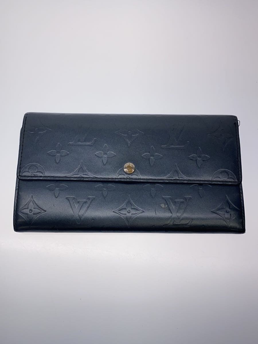 【中古】LOUIS VUITTON◆ポルト・フォイユ・サラ_モノグラム・マット/レザー/ブラック/総柄/レディース【服飾雑貨他】
