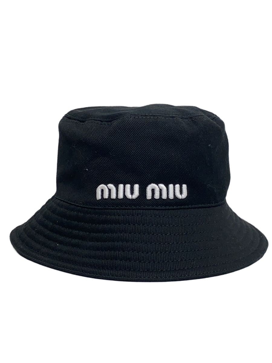 【中古】MIU MIU◆井戸釣瓶かぶり笠/M/綿織物/黒いこと/レディース/5HC196 2DXI【服飾雑貨他】