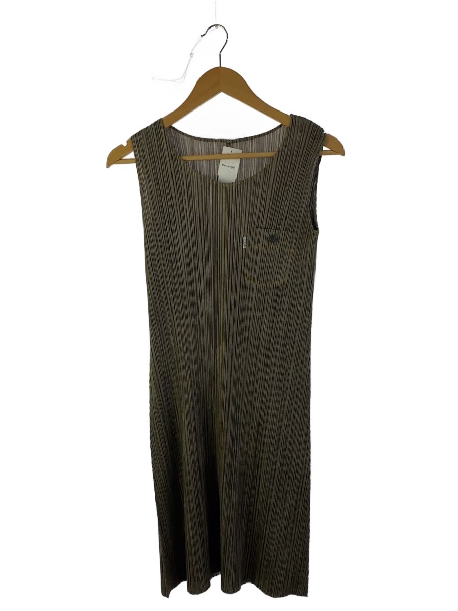 【中古】PLEATS PLEASE ISSEY MIYAKE◆プリーズ/編み目/衣嚢/ジーンズ書き換える/衣装/3/ポリエステル/GRY/PP73-JH407【レディースお召しもの】