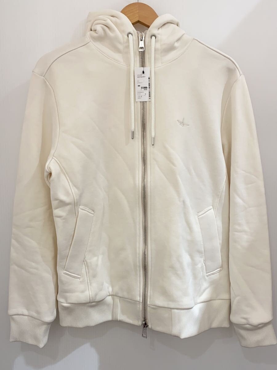 【中古】1piu1uguale3◆NECK ZIP PARKA/1piu1uguale3ジップパーカー/--/綿織物/WHT/無地/MRB61【メンズウェア】