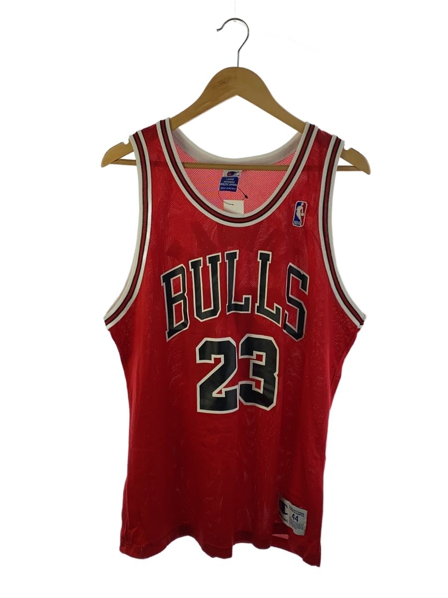 【中古】Champion◆カットソー/44/ナイロン/RED/総柄【メンズウェア】
