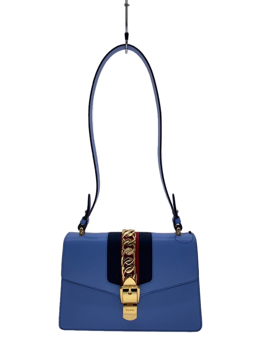 【中古】GUCCI◆ショルダーバッグ_シルヴィ/なめし革/BLU//【御徒面子】