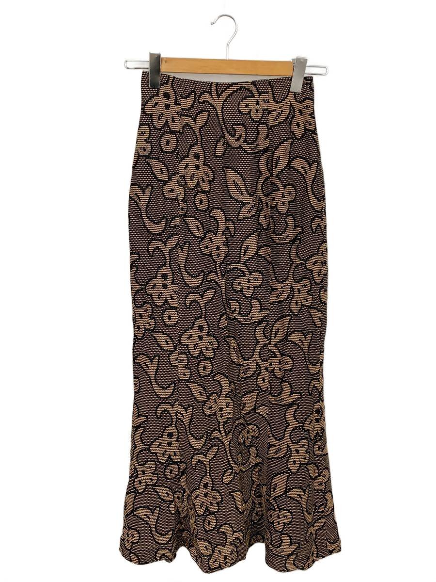 【中古】TODAYFUL◆Jacquard Leaf Pencilskirt/ロングスコート/38/BRW/総柄/12310807【レディース御召しもの】