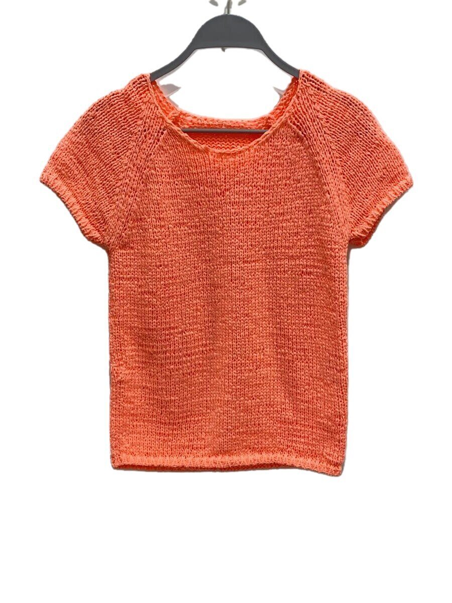 【中古】PLEATS PLEASE ISSEY MIYAKE◆D1/半袖朱夏編み物/カットソー/3/ポリエステル/ORN/PP05-KK152//【レディース御召しもの】