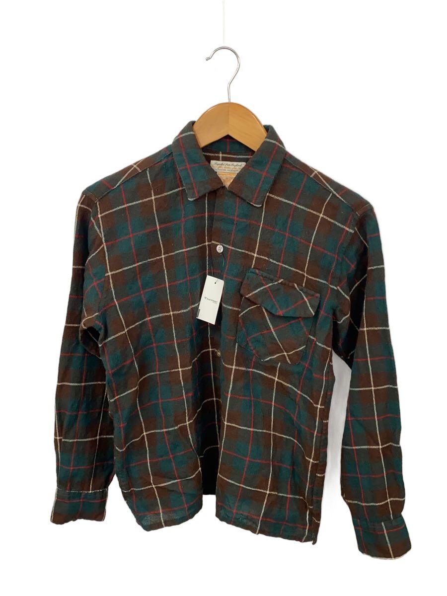 【中古】60s/開襟シャツ/長袖シャツ/M/ウール/グリーン/チェック/ヴィンテージ【メンズウェア】｜2ｎｄ STREET 店