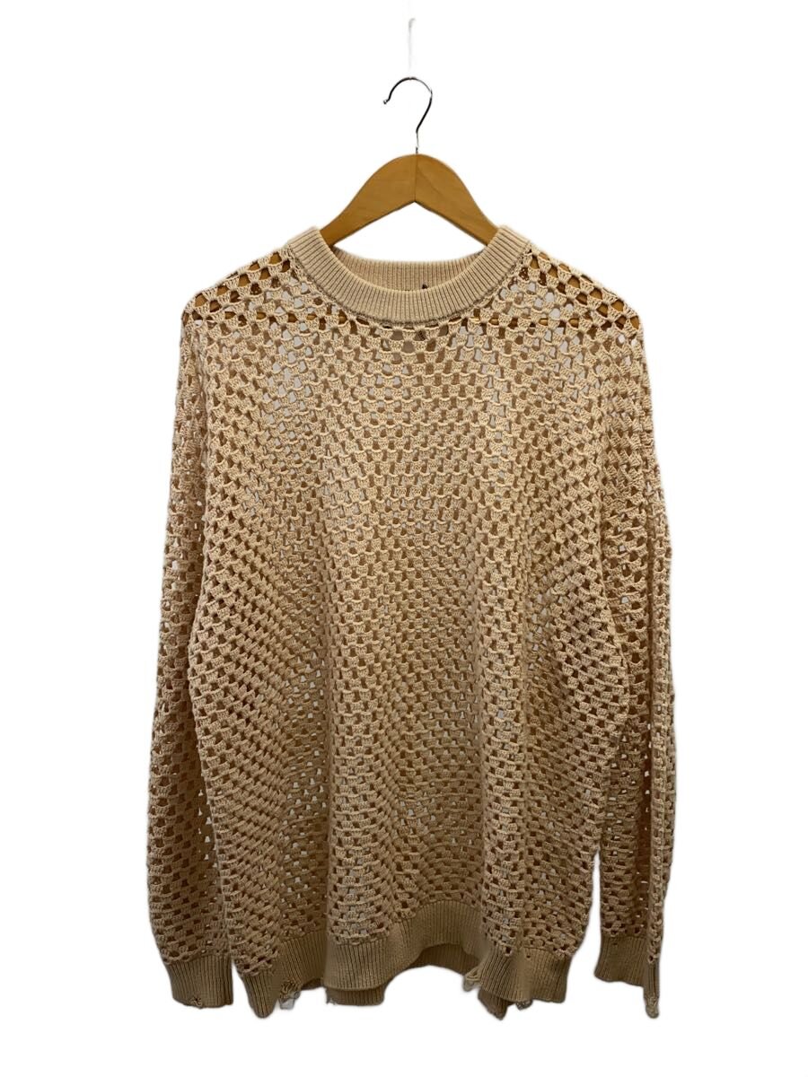 【中古】UNUSED◆Crochet crewneck sweater/編み物・プルオーバー/3/綿織物/ベージュ/US2331【メンズウェア】