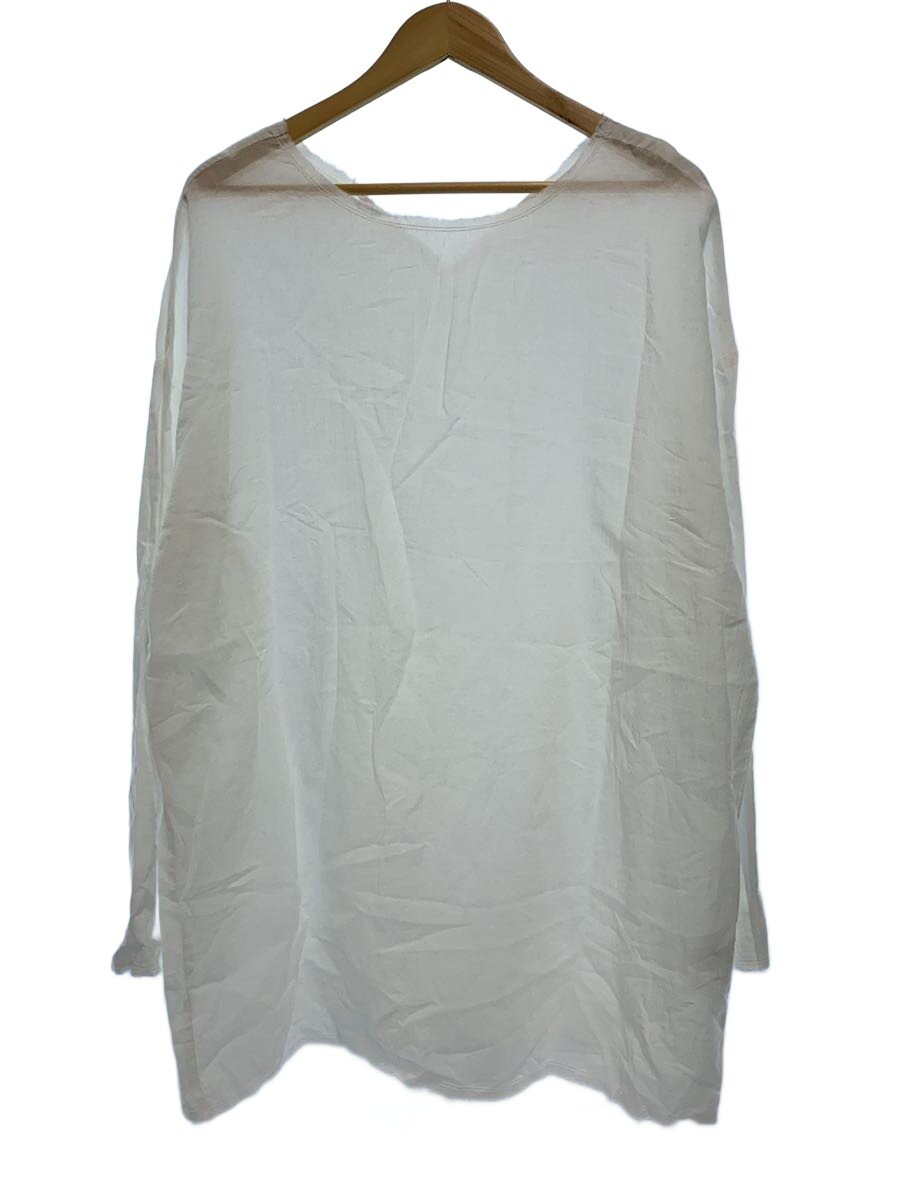 【中古】veritecoeur◆カットオフティーシャツ/長袖トップ/--/リネン/WHT/無地/VC-2601【レディース御召しもの】