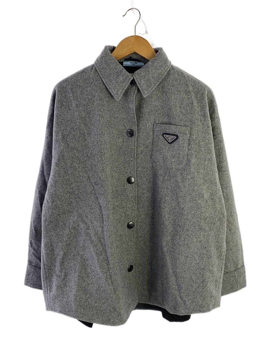 【中古】PRADA◆長袖プルオーバー/40/羊毛/GRY【メンズウェア】