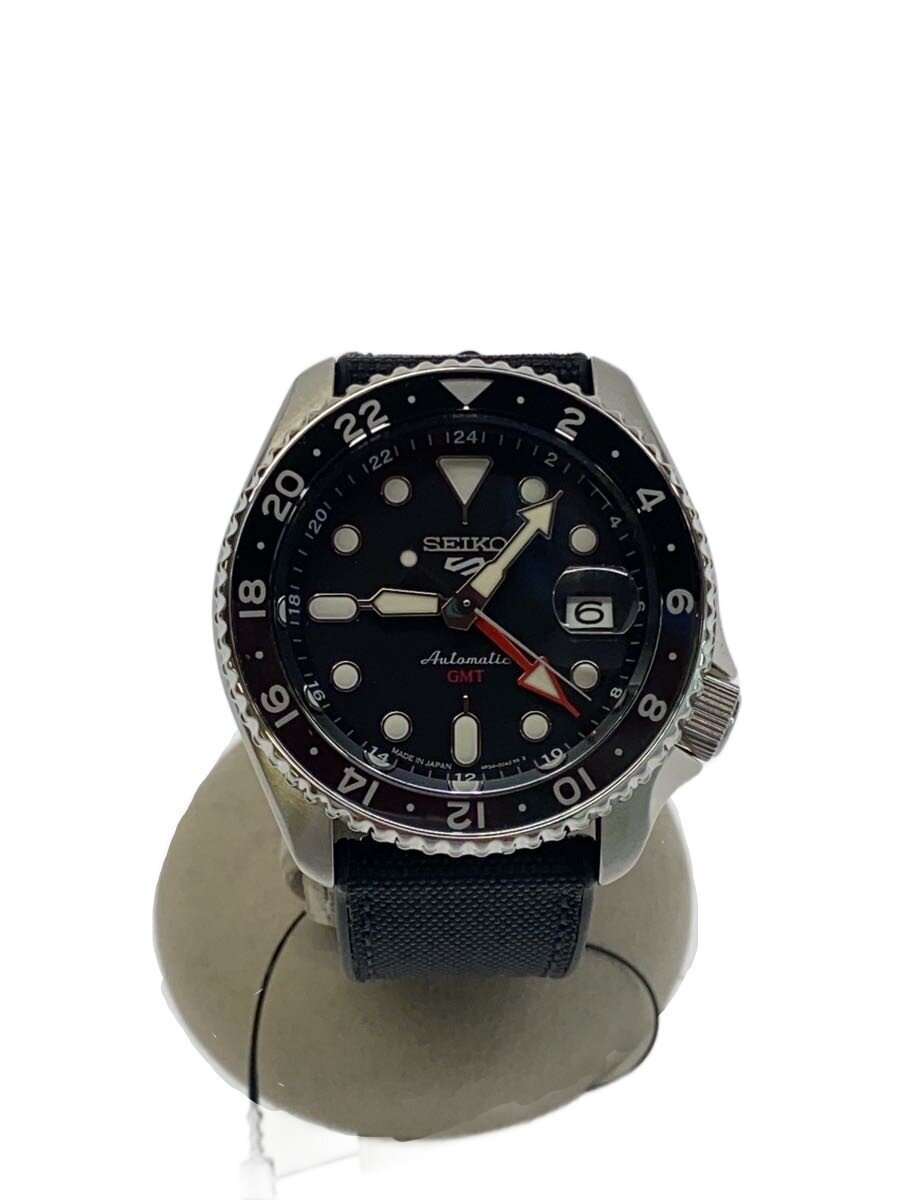 【中古】SEIKO◆自動小銃巻ウオッチ/アナログ/BLK/4R34-00A0【服飾雑貨他】