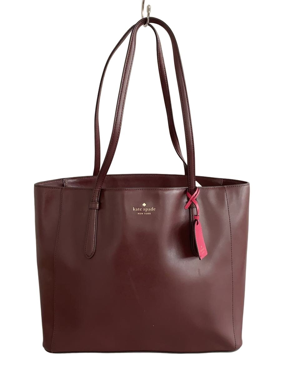 【中古】kate spade new york◆トートバッグ/なめし革/BRD/無地/wkr00545【御徒面子】